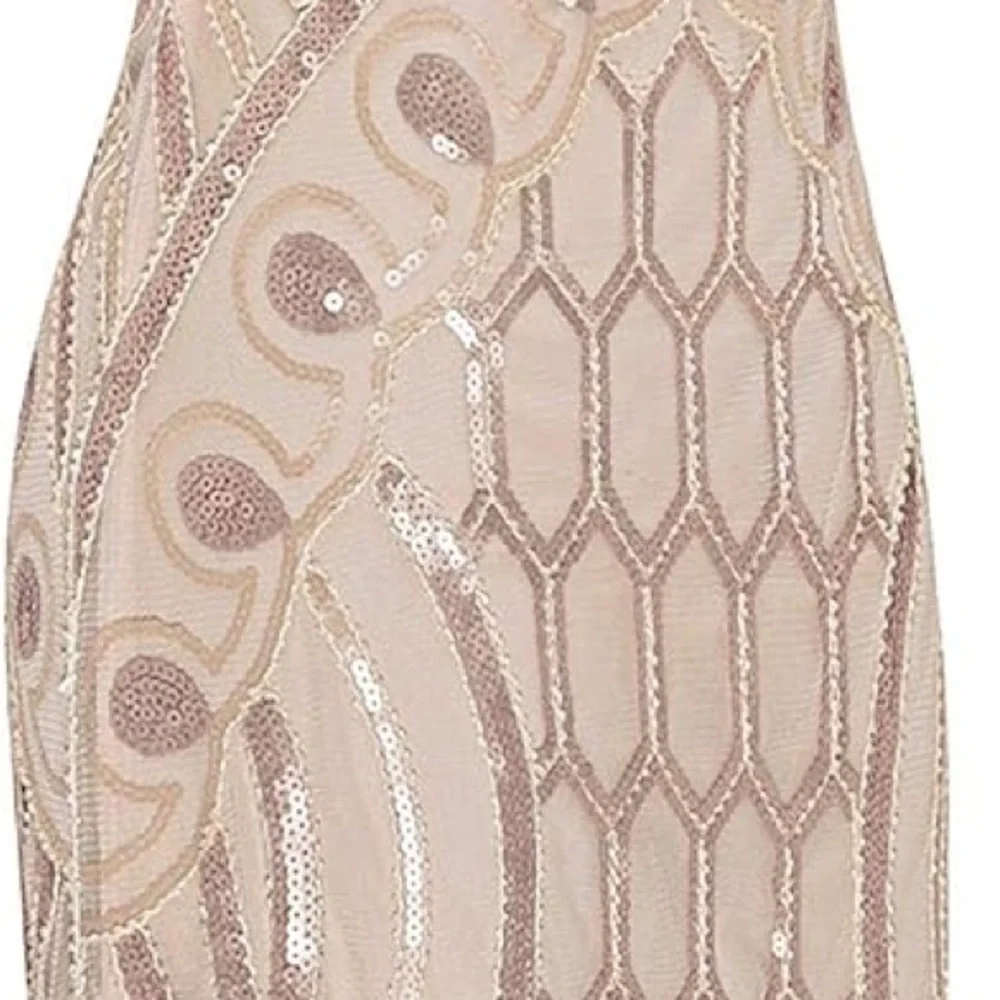 Metme Women's 1920s V Neck Sexy Straps Gatsby Party Dress Vintage Sequin Party - Picture 3 of 10